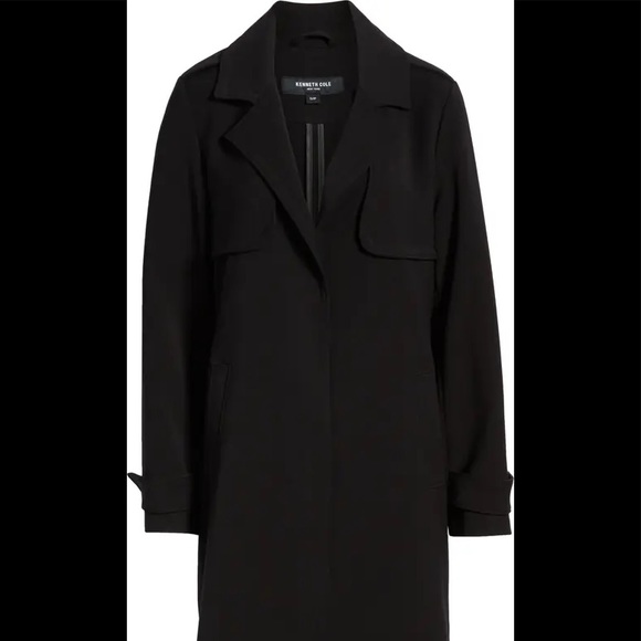 Kenneth Cole Ponte Midi Trench Coat Women’s Black Small - Picture 12 of 13